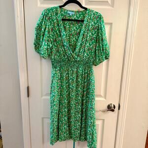 Draper James Womens XL Green Wrap Midi Dress Cottagecore Whimsical Dainty